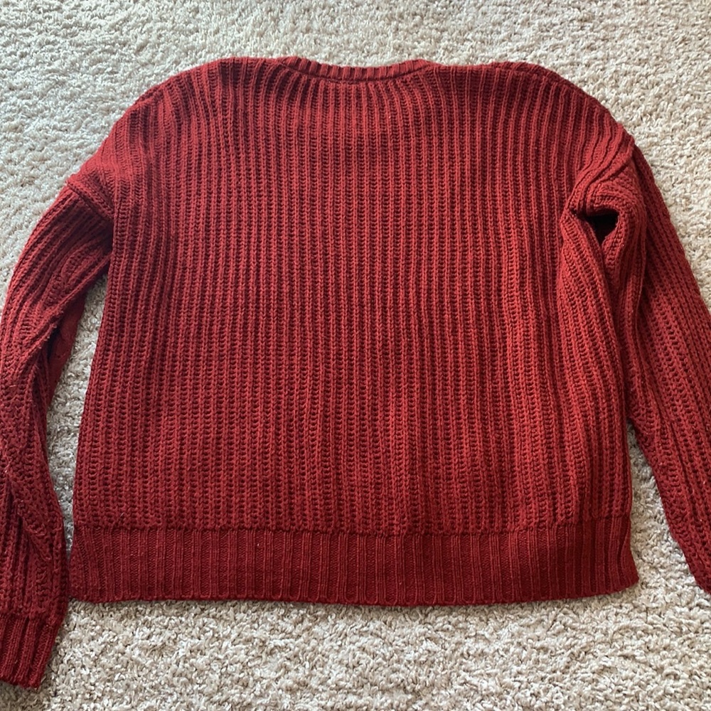 Francescas Dark Red Cable Knit Sweater - Picture 6 of 8
